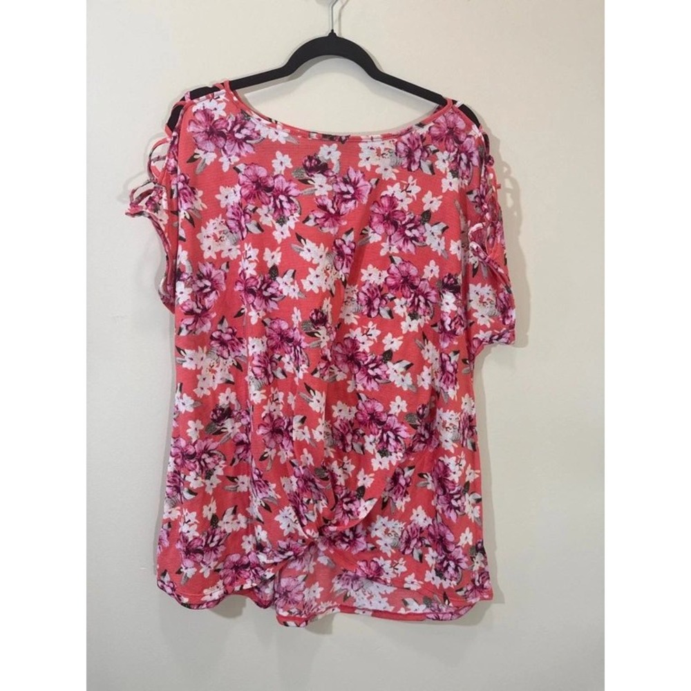 CURE. Floral Twisted Front Top 2XL Pink
